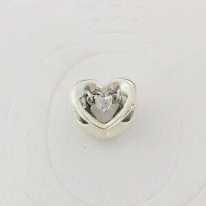 Pandora Radiant Heart & Floating Stone Charm  power of love Pendant Silver